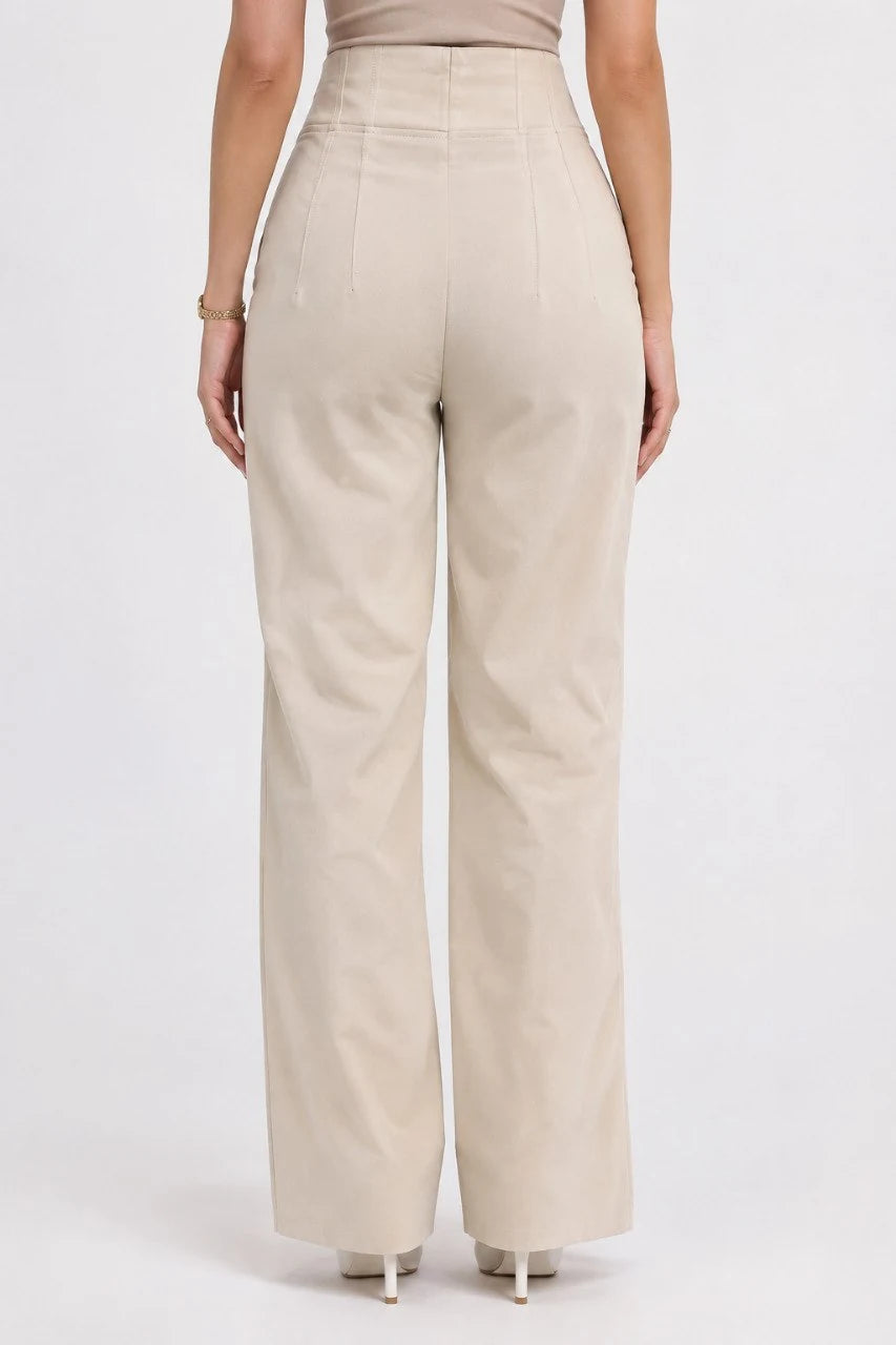 High-Waist Wide-Leg Tailored Trousers