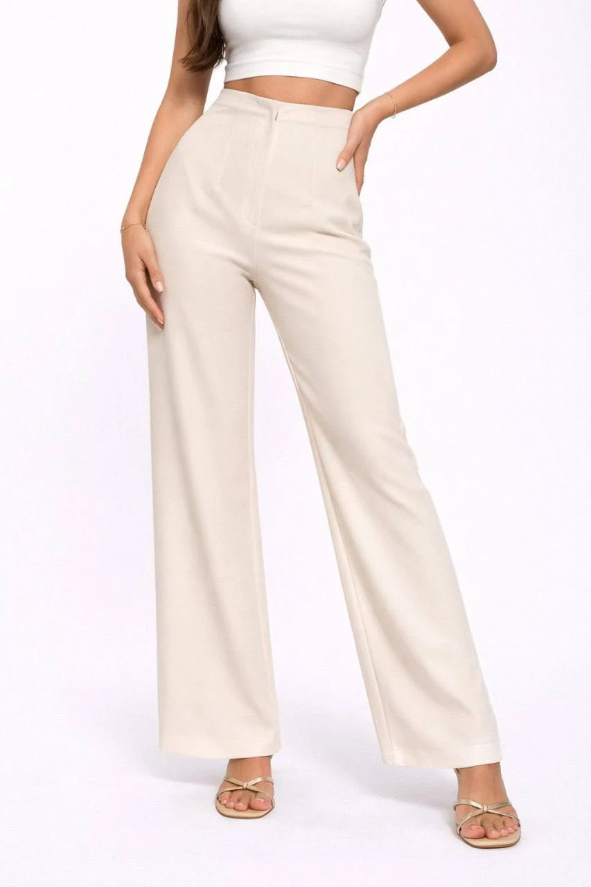 High-Waist Wide-Leg Tailored Trousers