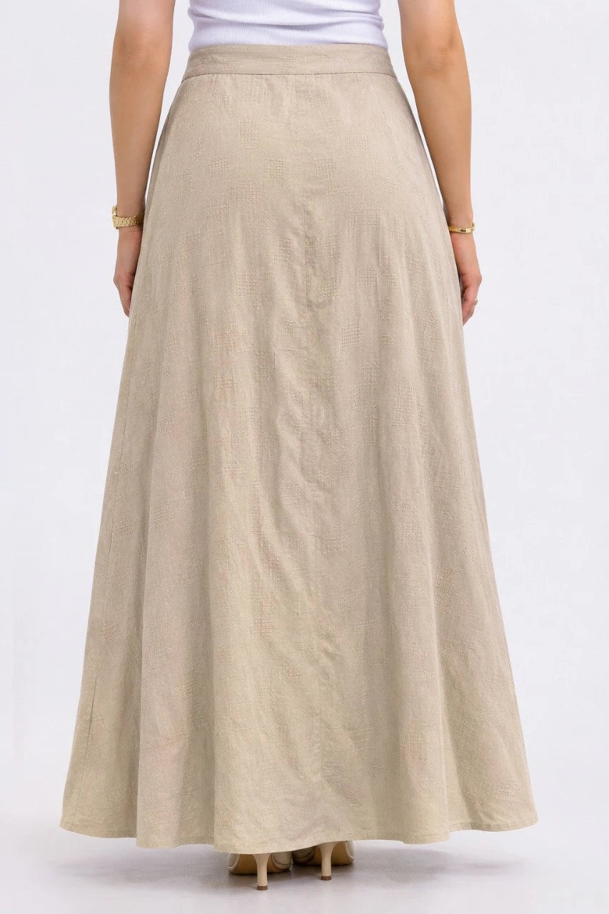 Pleated Linen Maxi Skirt