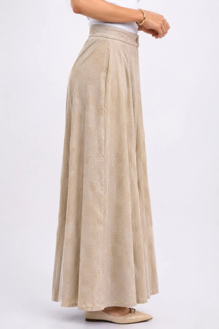 Pleated Linen Maxi Skirt