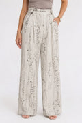 Printed Crinkle Wide-Leg Trousers