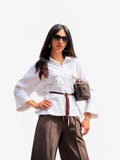 Belted Linen Shirt Jacket