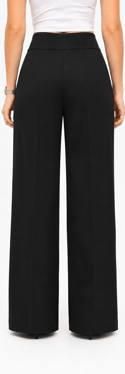 High-Waist Pleated Palazzo Trousers