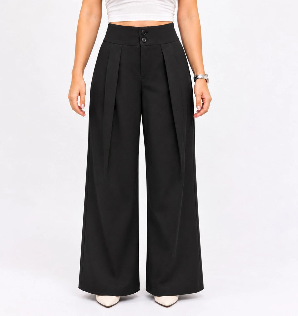 High-Waist Pleated Palazzo Trousers