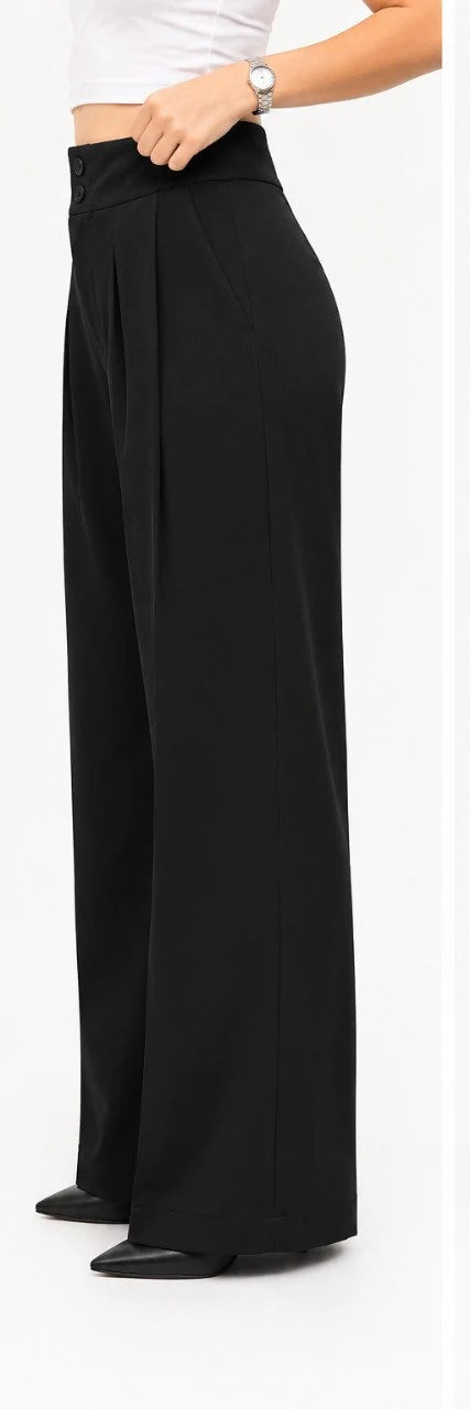 High-Waist Pleated Palazzo Trousers