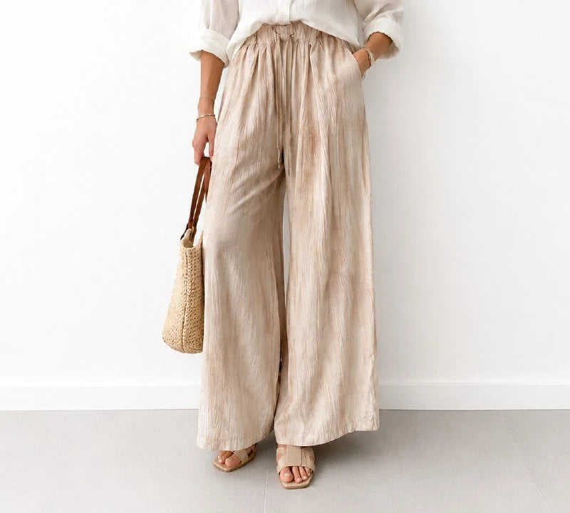 Crinkle Linen Wide-Leg Trousers