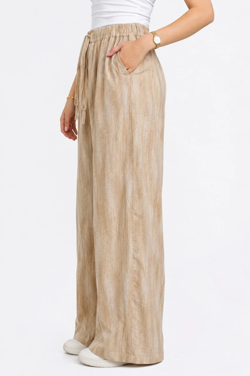 Crinkle Linen Wide-Leg Trousers