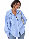Bow-Back Oversized Striped Shirt