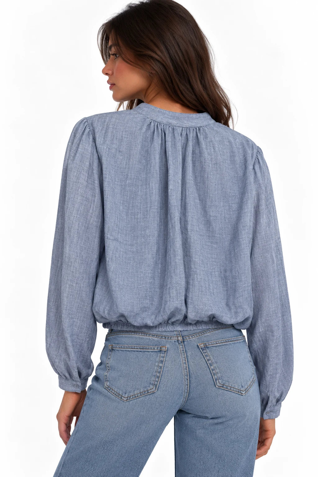 Gathered Blouson Peasant Blouse