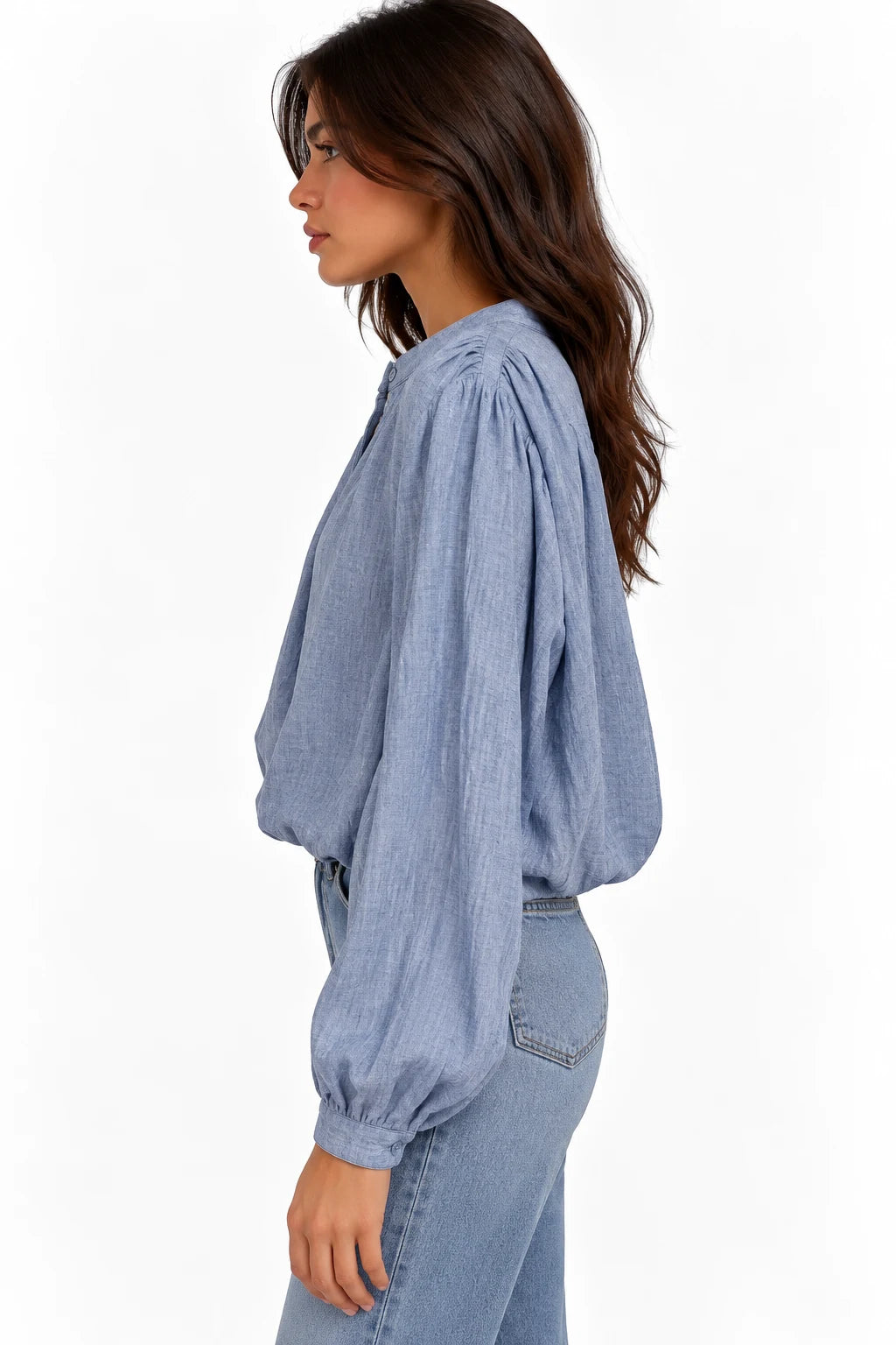Gathered Blouson Peasant Blouse
