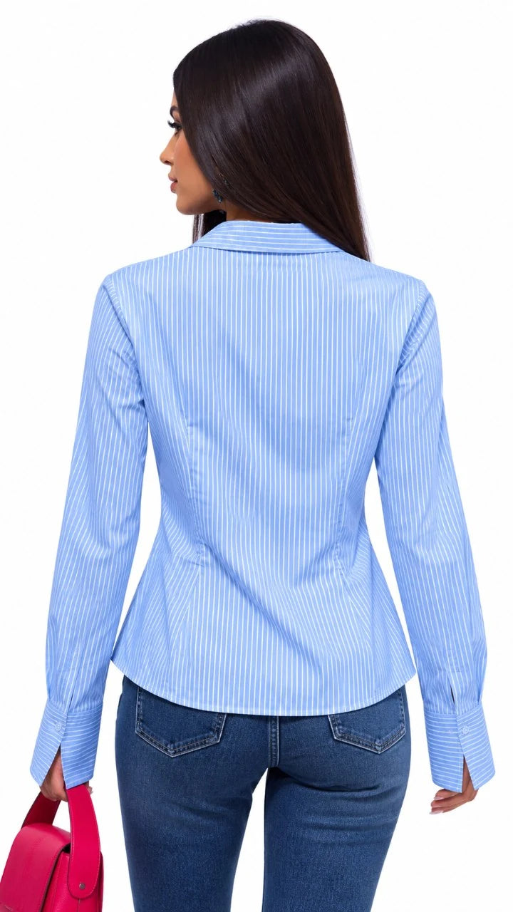 Striped Fitted Button-Up Shirt