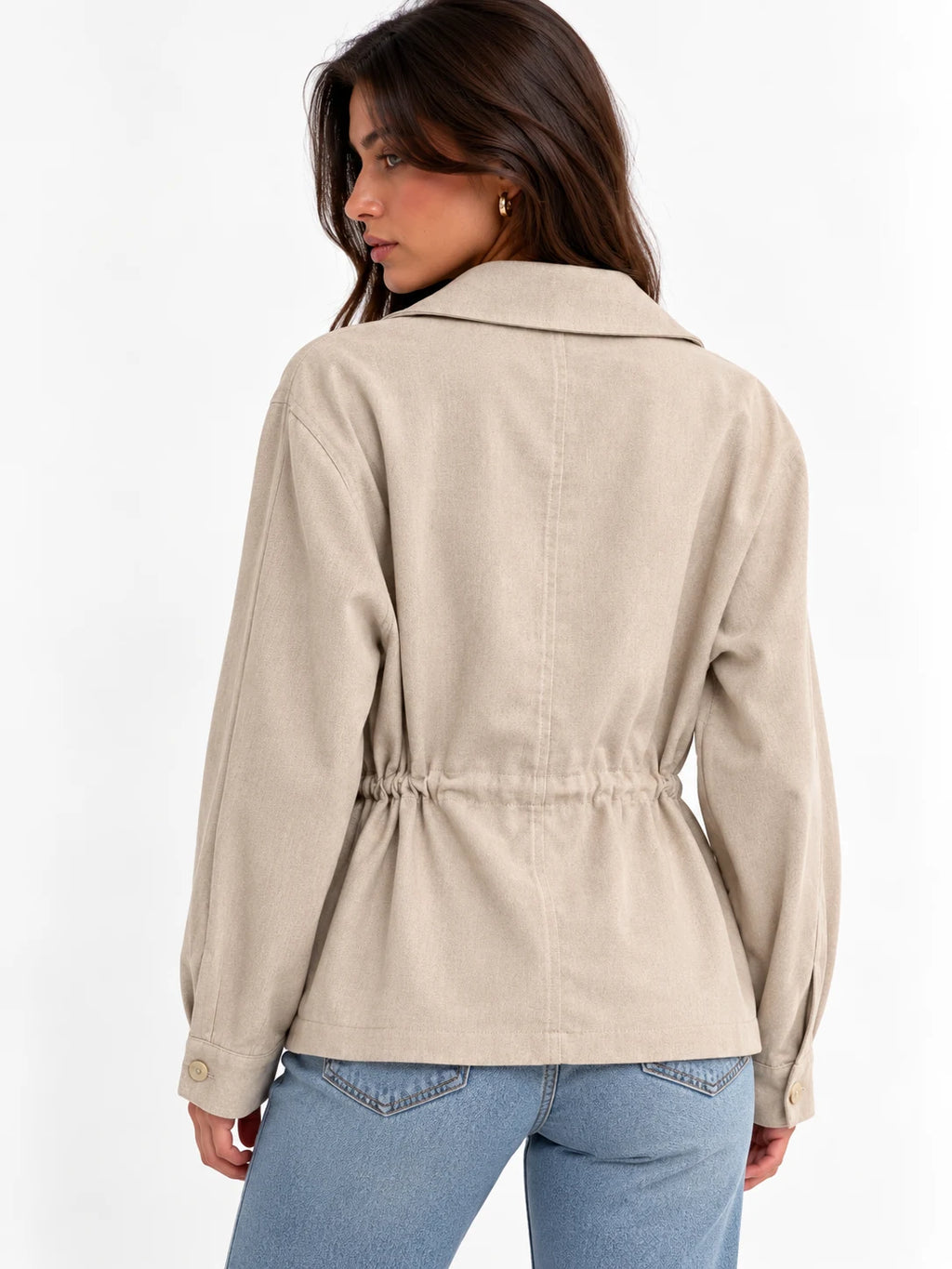 Drawstring-Waist Corduroy Jacket