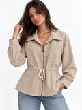 Drawstring-Waist Corduroy Jacket