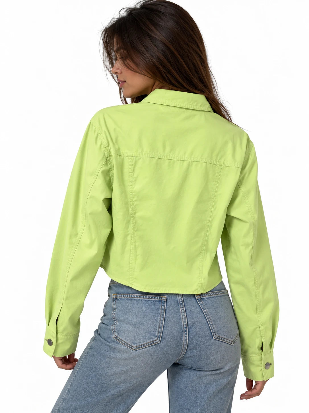 Cropped Twill Shirt Jacket