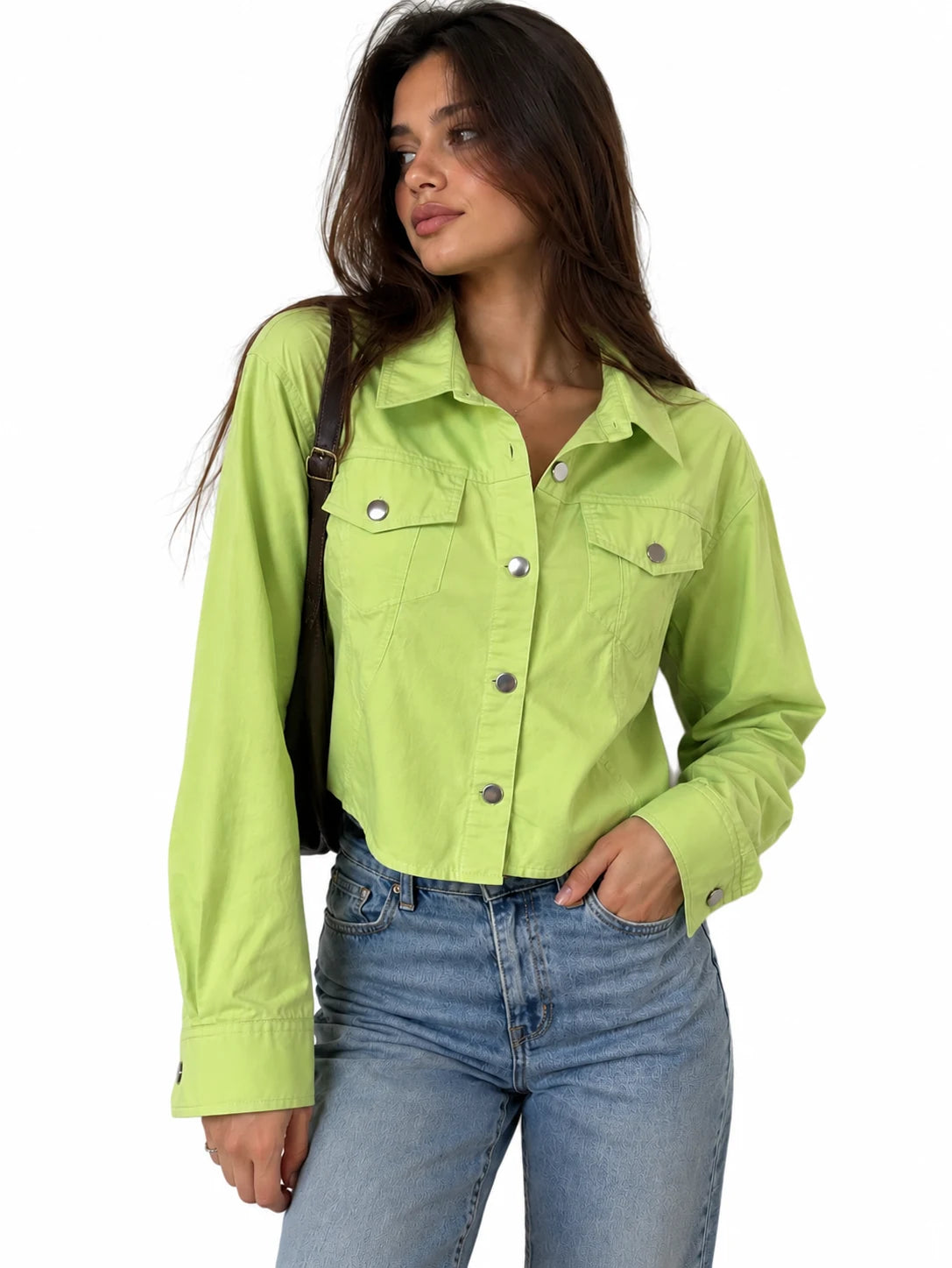Cropped Twill Shirt Jacket