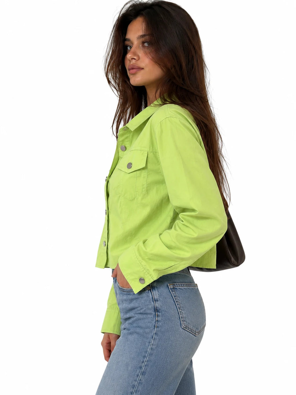 Cropped Twill Shirt Jacket