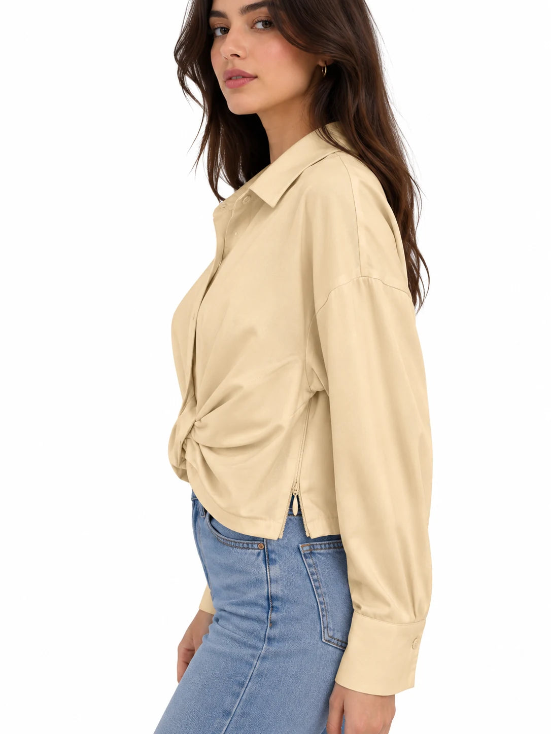 Knot-Front Oversized Shirt