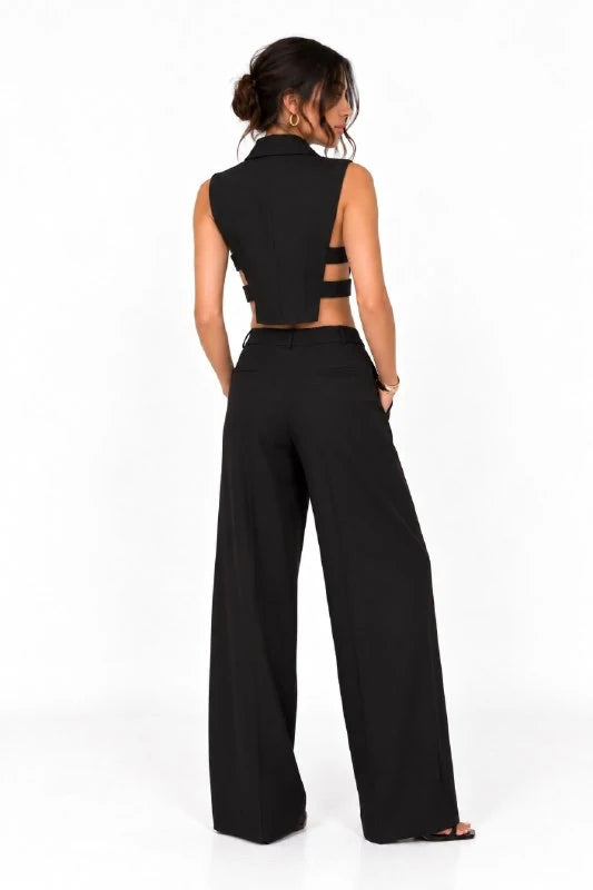 Cut-Out Waistcoat & Wide-Leg Trouser Set