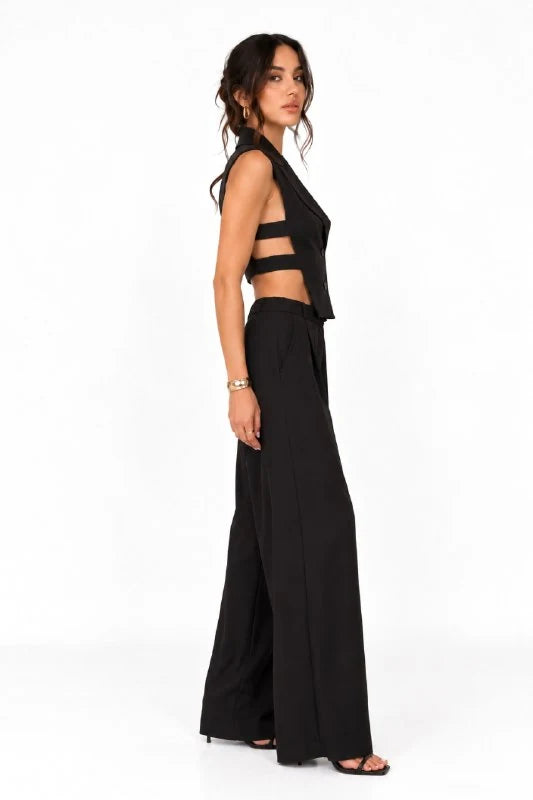 Cut-Out Waistcoat & Wide-Leg Trouser Set