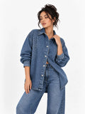 Embellished Oversized Denim Shirt Jacket