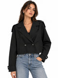 Cropped Double-Breasted Trench Jacket