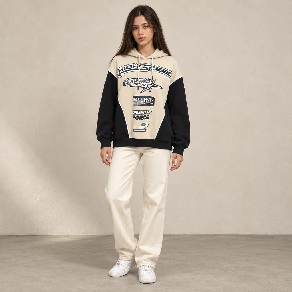 Racing Graphic Hoodie in Black — ONE MORE
