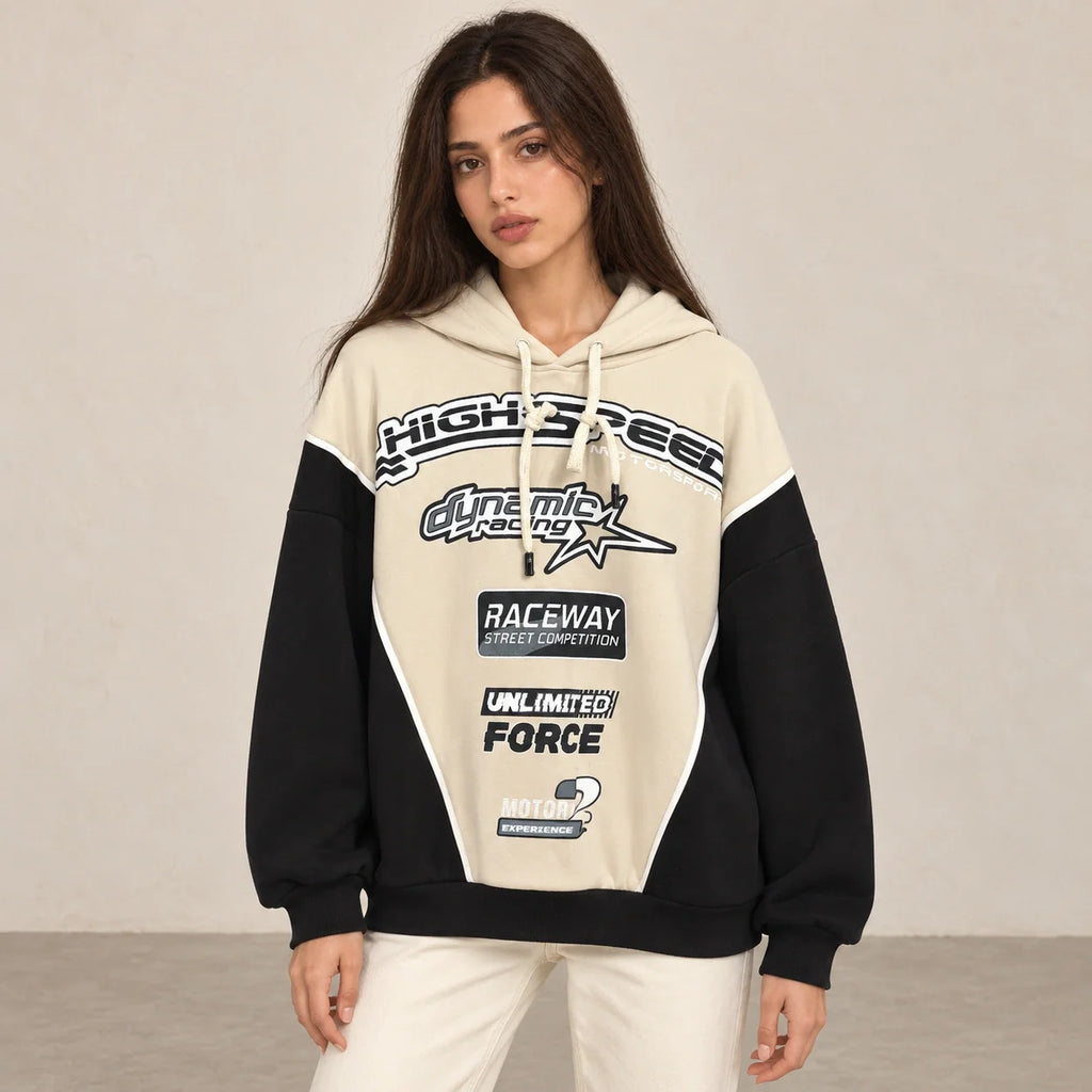 Racing Graphic Hoodie in Black — ONE MORE