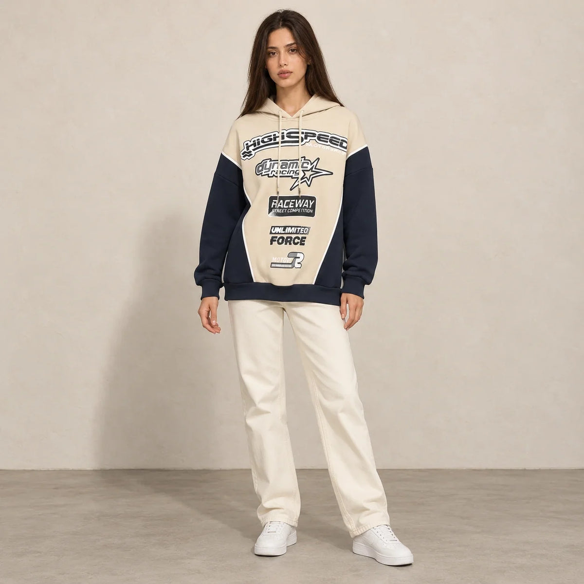 Racing Graphic Hoodie in Navy — ONE MORE