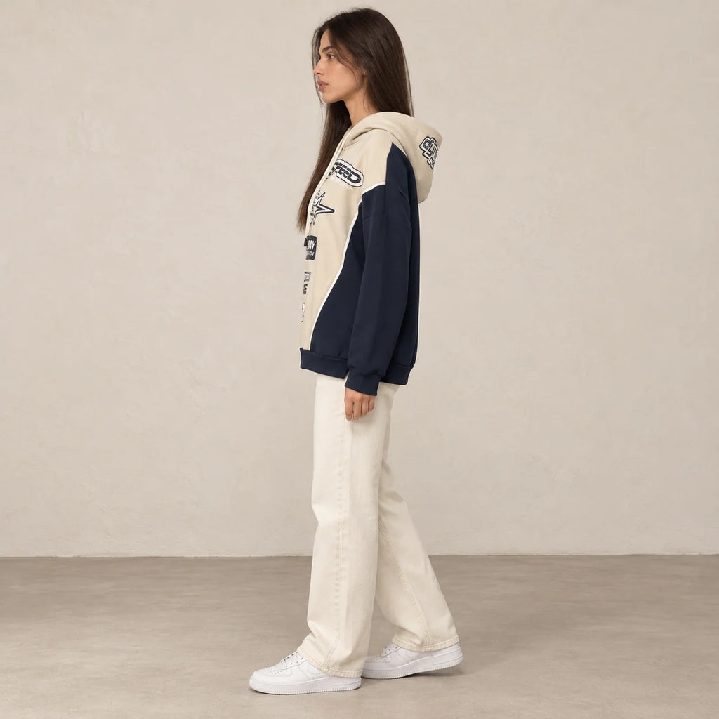 Racing Graphic Hoodie in Navy — ONE MORE