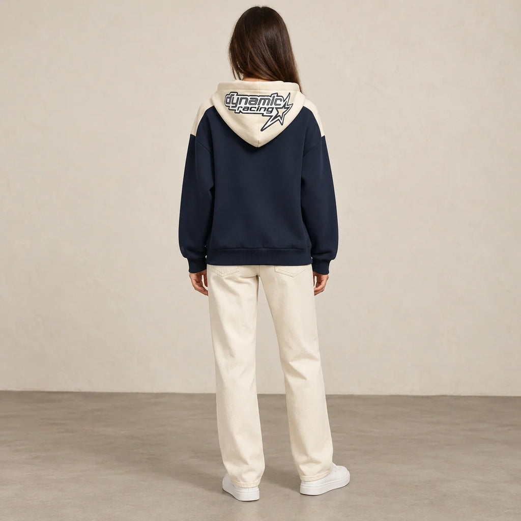 Racing Graphic Hoodie in Navy — ONE MORE