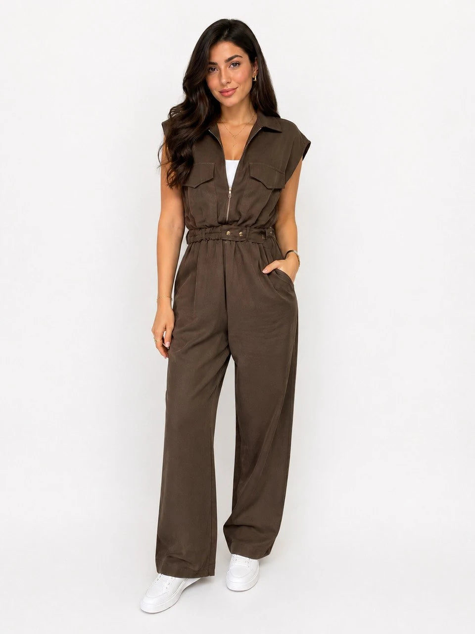 Sleeveless Belted Wide-Leg Jumpsuit