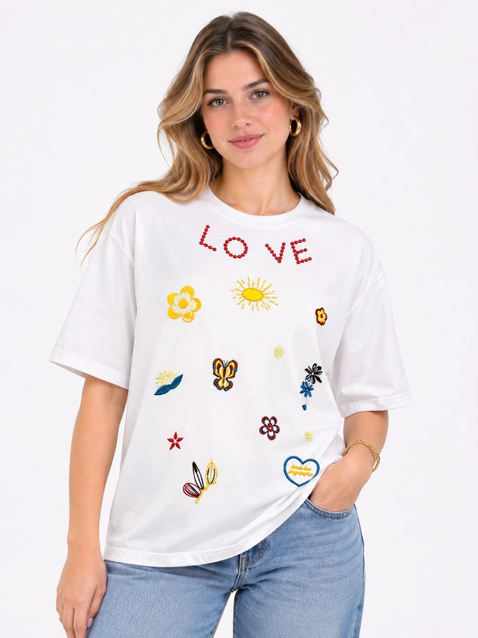 Embroidered LOVE Oversized Tee