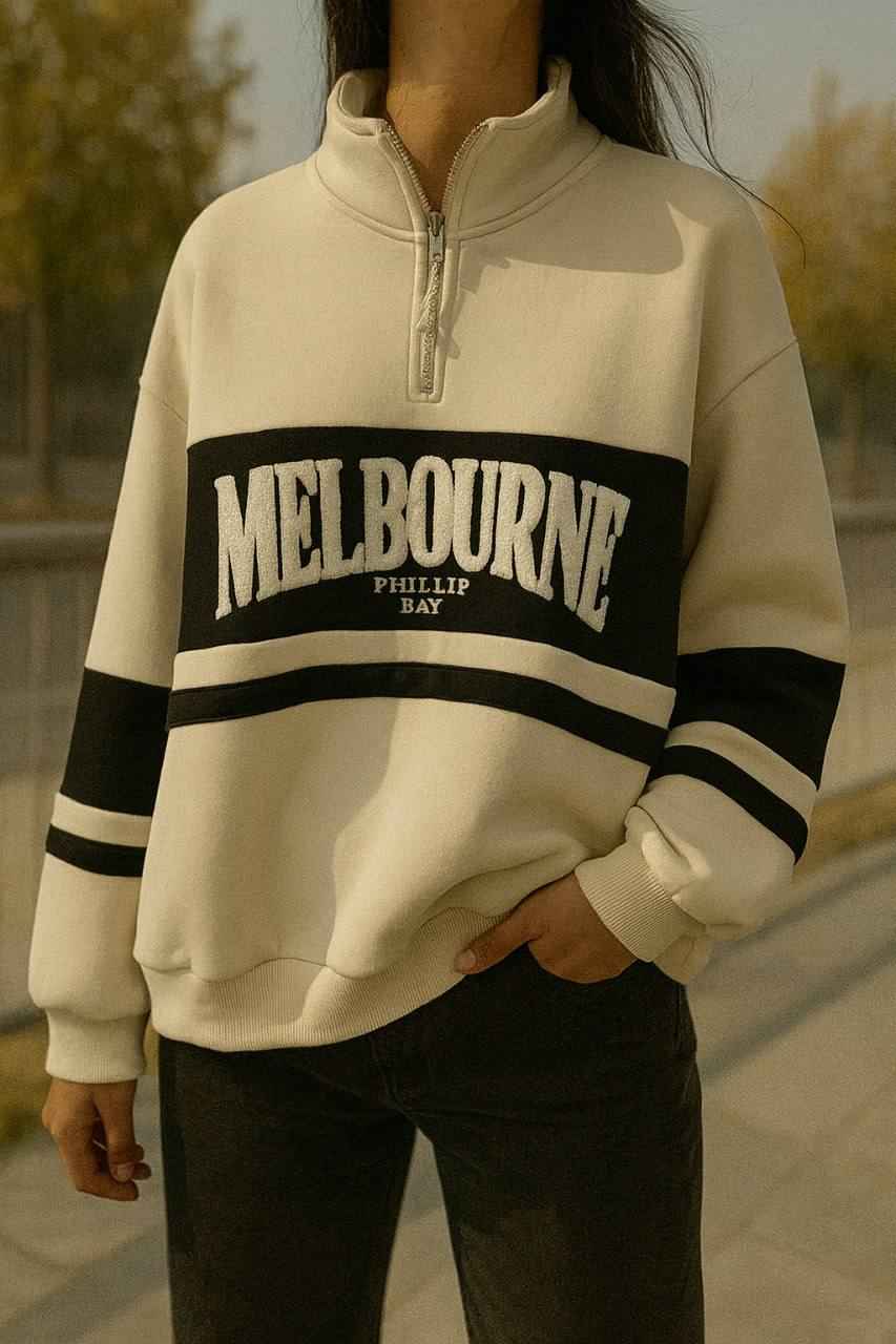 Half-Zip “Melbourne” Sweatshirt with Embroidered Detail