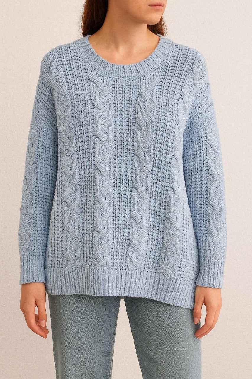 Chunky Knit Sweater with Cable Pattern