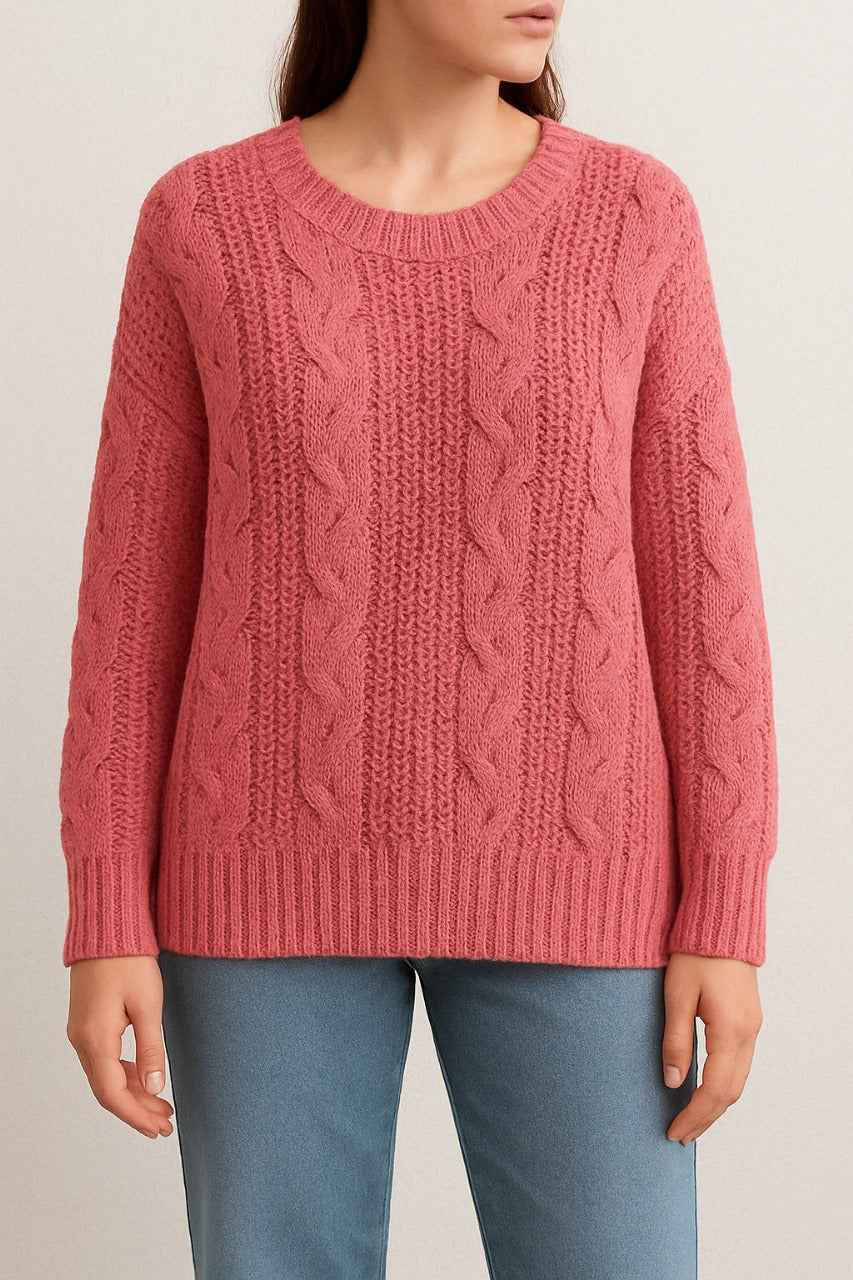 Chunky Knit Sweater with Cable Pattern