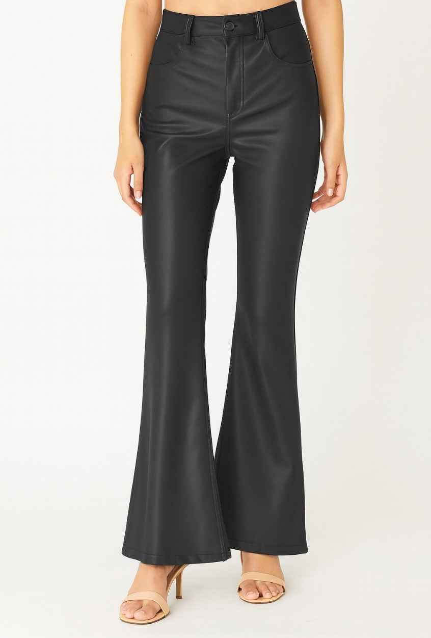 Faux Leather Flared Pants