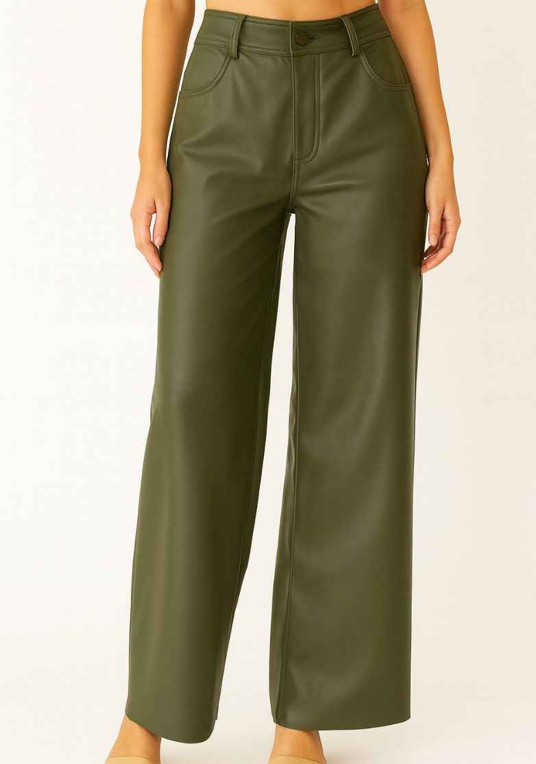 Straight Faux Leather Pants