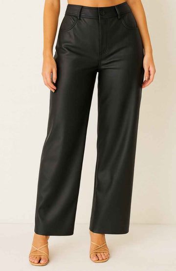 Straight Faux Leather Pants