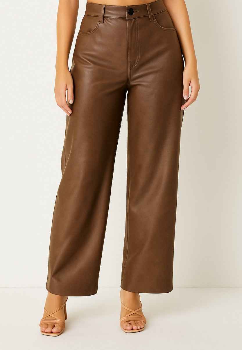 Straight Faux Leather Pants