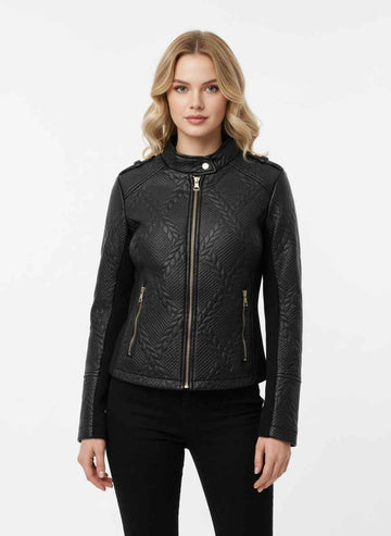 Textured Faux Leather Jacket