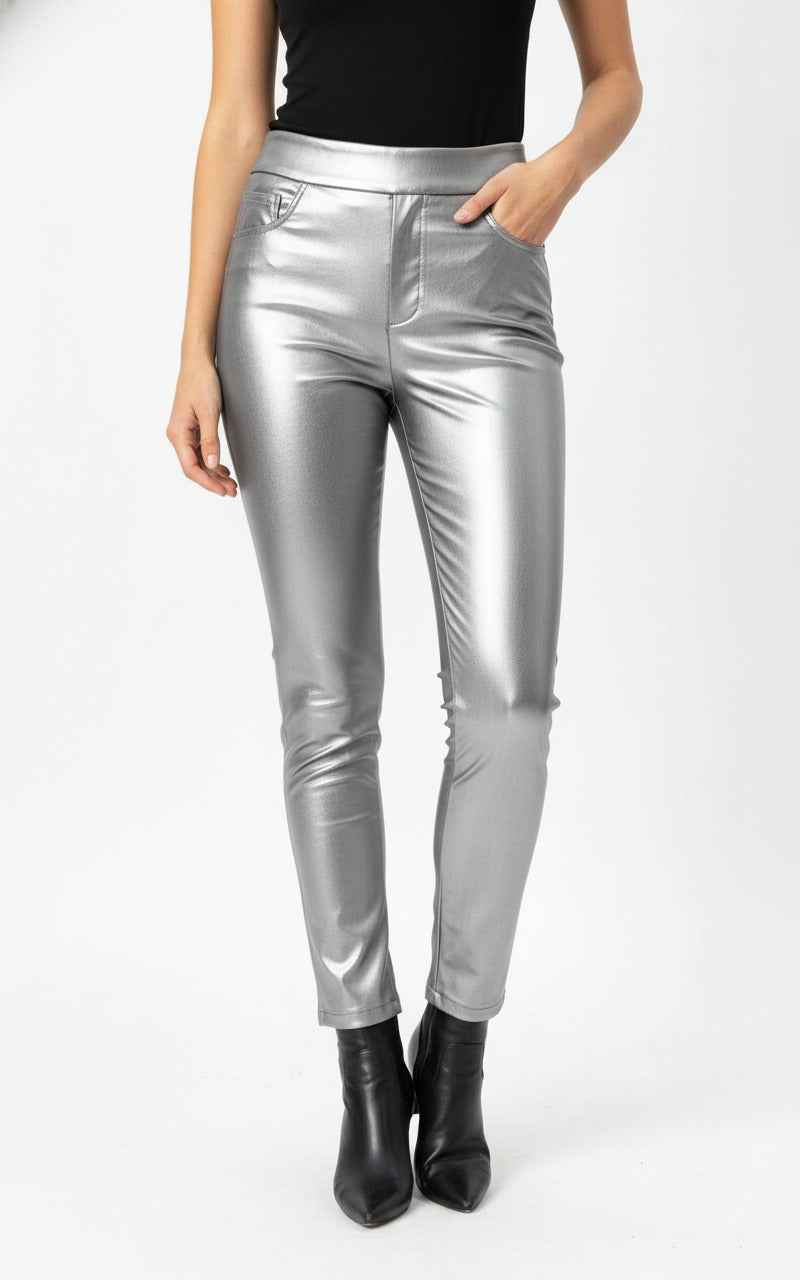 High-Rise Faux Leather Slim Pants