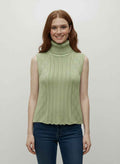 Chic High-Neck Cable Knit Vest