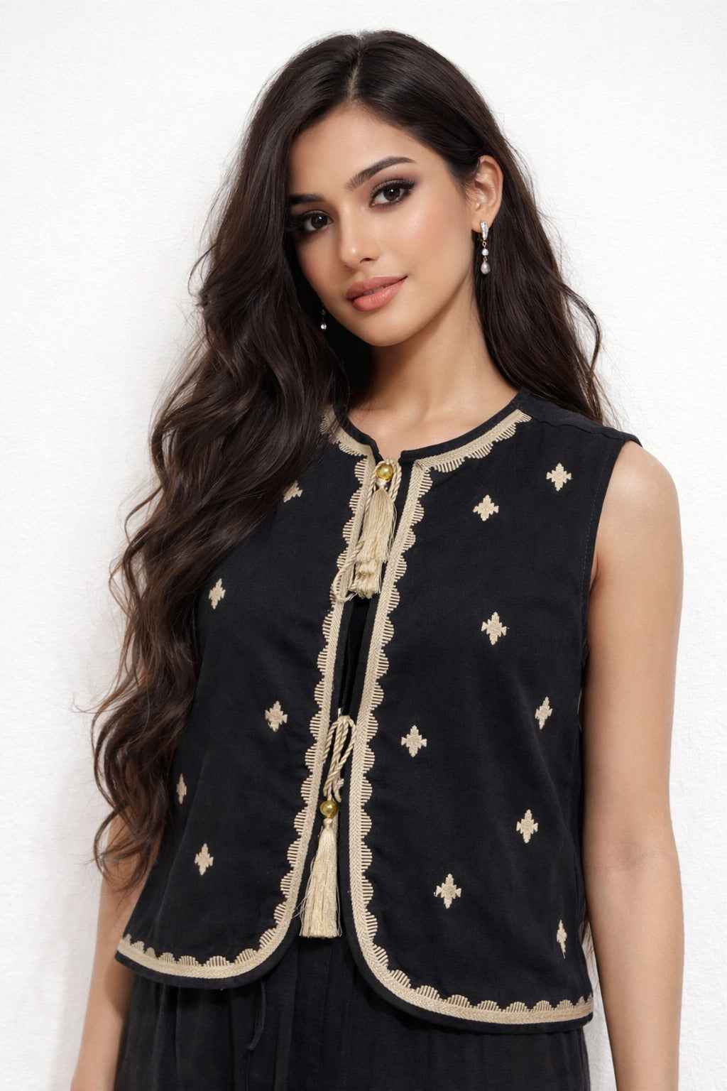 Embroidered Sleeveless Vest