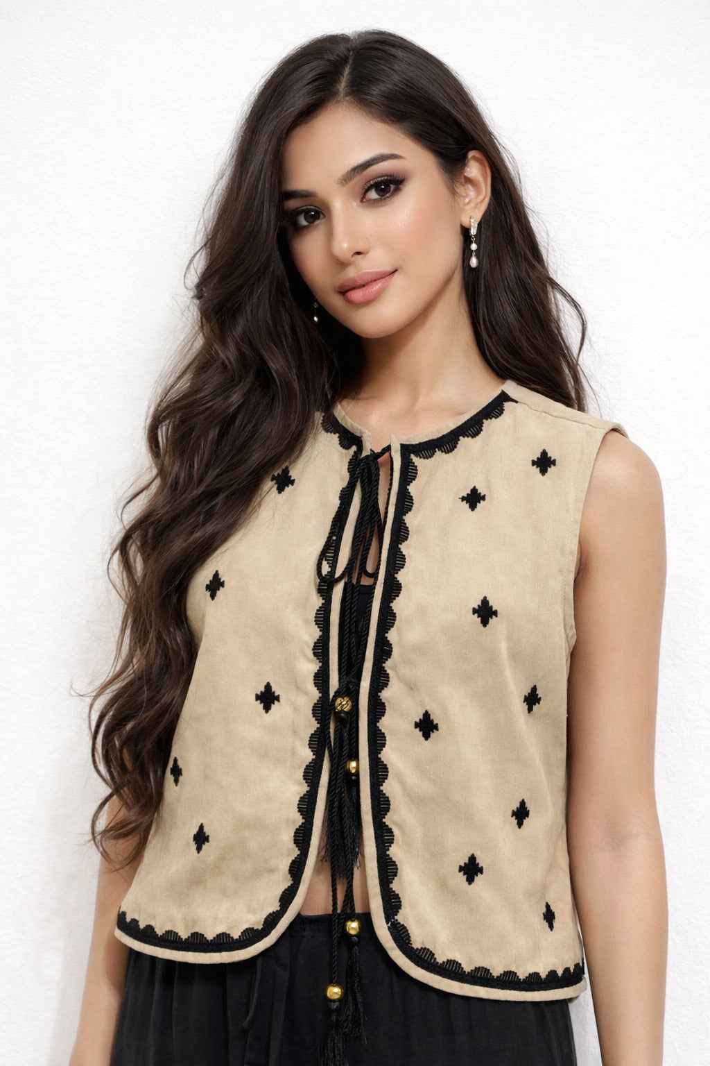 Embroidered Sleeveless Vest
