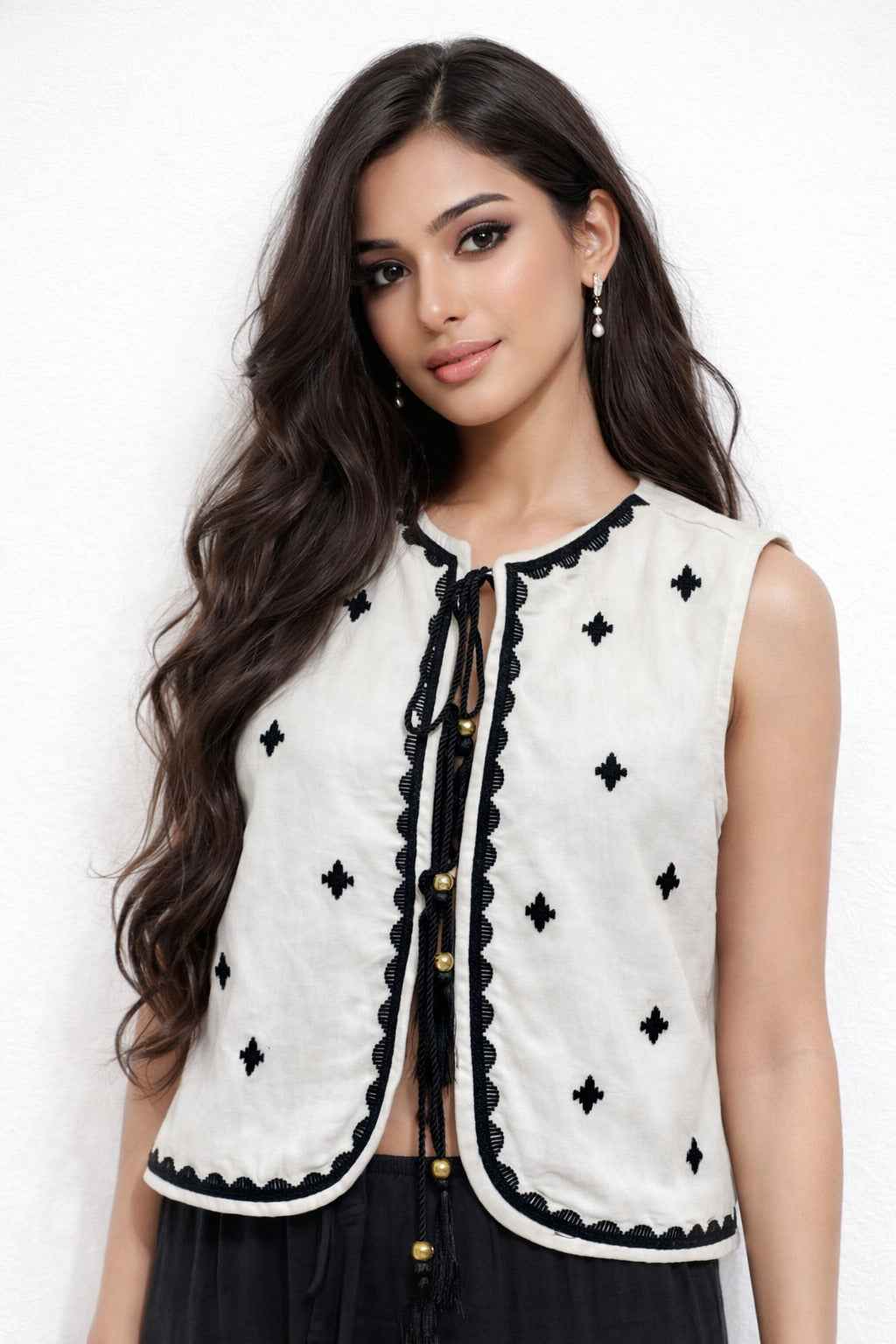 Embroidered Sleeveless Vest