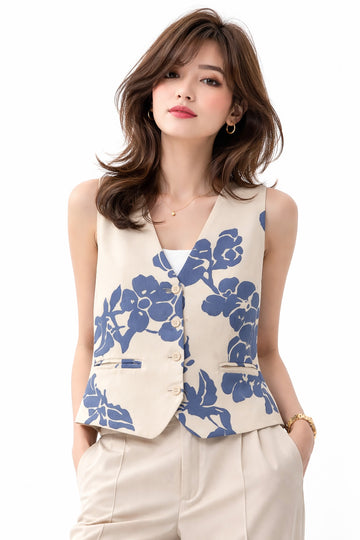 Women's Floral Button Vest