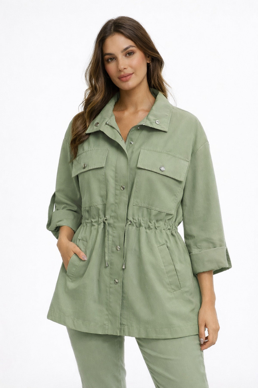 Casual Drawstring Waist Jacket