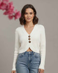 Ribbed Cropped Cardigan with Front Buttons