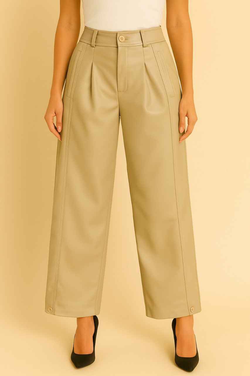 High-Waist Faux Leather Wide-Leg Pants