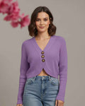 Ribbed Cropped Cardigan with Front Buttons